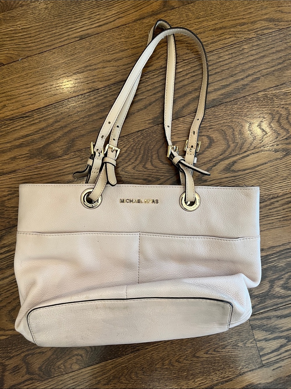 Michael Kors Soft Blush Leather Shoulder Bag with Gold Hardware